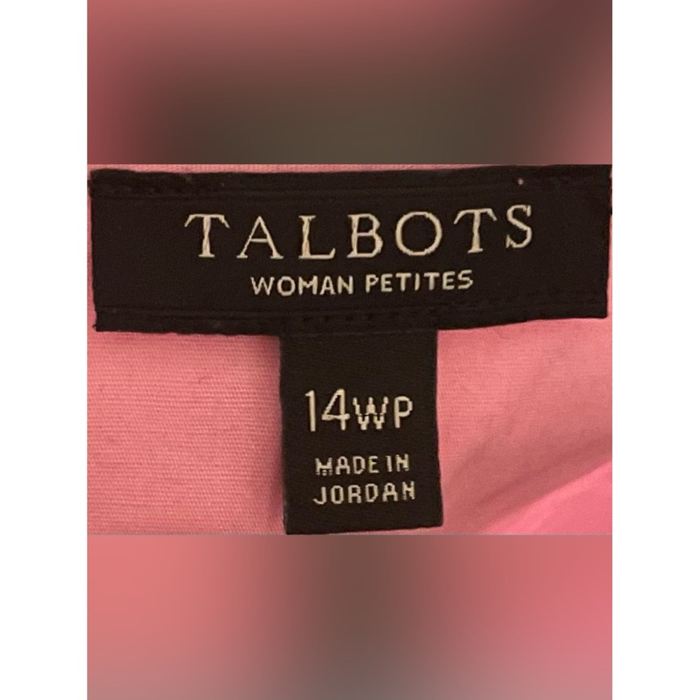 Talbots Woman Petites Pink Sleeveless Surplice Wrap Poplin Top 14WP Side‎ Zip - Picture 7 of 8